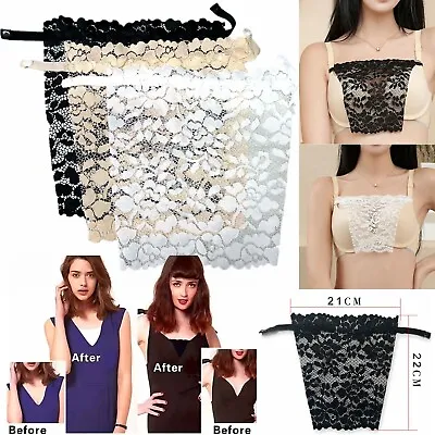 Ladies Cami Secret Lace Clip On Snap On Mock Bra Overlay Modesty Panel Camisole • £3.36