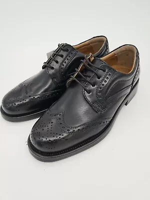 Oaktrak Mens Brogue Black Leather Lace Up Shoes UK 6 EU 40 • £17.99