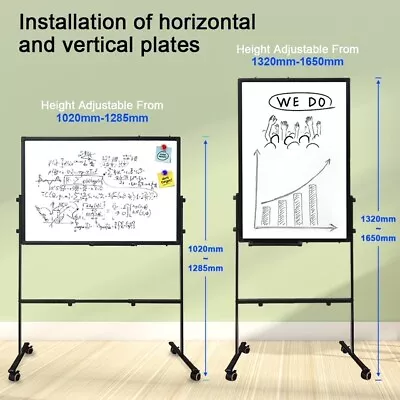 Double Sided Mobile Magnetic Whiteboard 90x60cm Vertical Or Horizontal  • $98.99