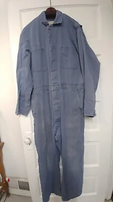 Vintage American Distressed Coveralls Blue Work Farm Mens Size 44 Button Up! • $46.99