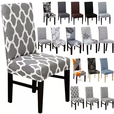 6PCS Dining Chair Seat Covers Slip Banquet Protective Stretch Covers Removable • £3.59