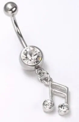 Crystal Music Note Dangle Navel Belly Button Rings New Body Jewelry • $5