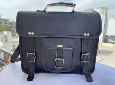 13  Black Messenger/Briefcase/Shoulder/Laptop Bag. Goat Leather. (UK Based Item) • £40