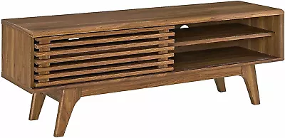 Render 48  Mid-Century Modern Low Profile Media Console TV Stand 48 Inch Walnu • $203.99