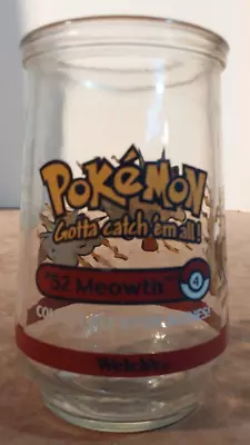 Welch's Pokemon Jelly Jar Glass #52 Meowth Vintage 1999 Nintendo • $14.99