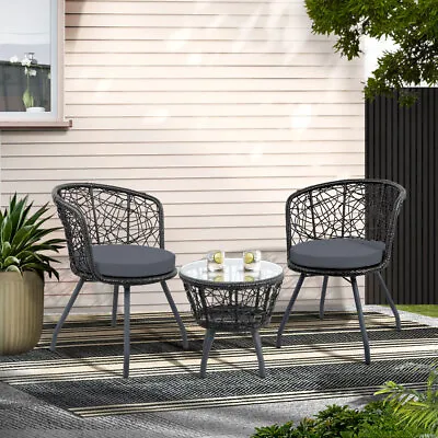 $264.95 • Buy Gardeon Outdoor Furniture Rattan Bistro Set Chair Patio Garden Wicker Cushion