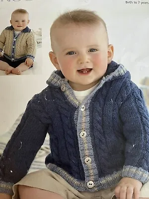 £1.95 • Buy Baby/Childrens DK Easy Cable Hooded Cardigan Knitting Patterns Birth-7years