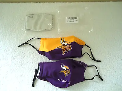   NIP   Set Of 2 Minn. Vikings Face Mask With (2) PM2.5 Filters   GREAT GIFT   • $15.99