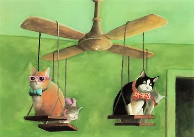 Cats Ceiling Fan By Peter Gut Fantasy Art Vintage Postcard Unposted • $4.96