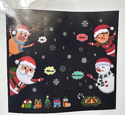 Merry Christmas Large Wall Stickers Snowman Santa Elf Reindeer New  • $4.49