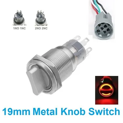 19mm Stainless Steel DPDT 2/3 Position 1NO 1NC 5A Switch Rotary Switch With LED • $12.60