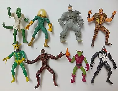 Lot Of 8 Spiderman Kraven Rhino Mysterio Green Goblin Mini Figure  2 -3   Old • $13.29