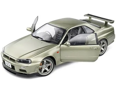 Nissan Skyline GT-R R34 1999 RHD Green Metallic Solido 1/18 Diecast Model Car • $84