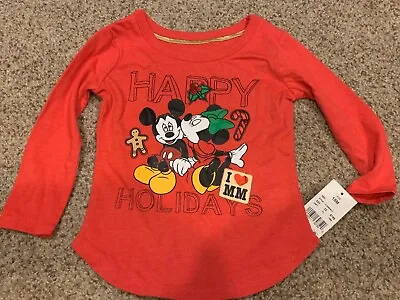 NWT Mickey Minnie Mouse Christmas Disney Infant Baby Clothing Long Sleeve Shirt • $6.50