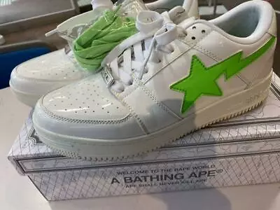 A BATHING APE Bapesta Sneaker Shoes White/Green Low US10.5 Used From Japan • $674.36