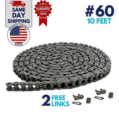 #60 Roller Chain 10 Feet With 2 Connecting Links • $30.58