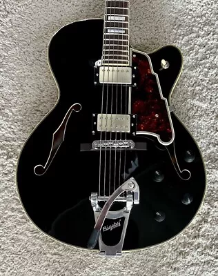 D'Angelico Excel EX-175 Electric Guitar With Bigsby In Black Model DAE175SBKCB • $1295