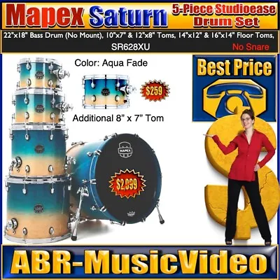 Mapex Saturn 6-PC Studioease Shell Pack - Aqua Fade Drum Set • $2175