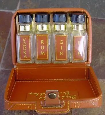 Souvenir Mini Suitcase With 4 Bottles For Liquor ￼-Empty- Watertown S.D. -- 6385 • $10