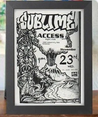 $12.99 • Buy Sublime Punk Reggae Long Beach Access Night Club 90 Concert Poster Flyer Framed 