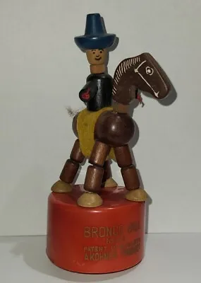 Vintage Kohner Bronco Bill Cowboy Push Button Puppet Horse Figurine • $39.99