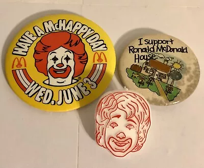 McDonalds Pin-Back Buttons And Ronald McDonald Plastic Ring • $4