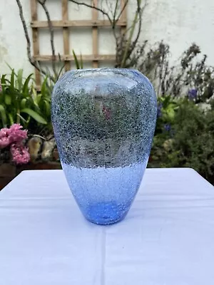 A Stunning Art Glass Blue Crackle Glass Vase - • £40