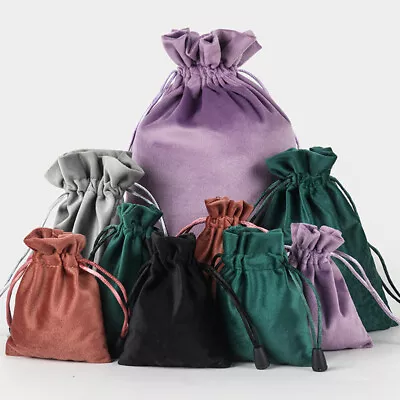 Soft Velvet Pouches Drawstring Gift Bags Jewellery Xmas Wedding Party Favour  • £2.63