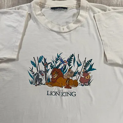 Vintage Disney The Lion King T-Shirt Men Large Single Stitch White Embroidered • $35.10