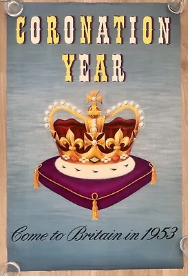 Queen Elizabeth II Coronation Royal Poster 1953 ORIGINAL VINTAGE AUTHENTIC QE2 • £285