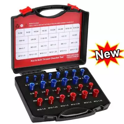 26pcs Inch & Metric Set Nut & Bolt Thread Checker Identifier Thread Gauges Box - • $23.15