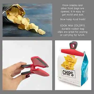 10 Pcs Premium Chip Clips For Food Storage Magnetic Bag Clips Magnus(Red/Orange) • $10.99