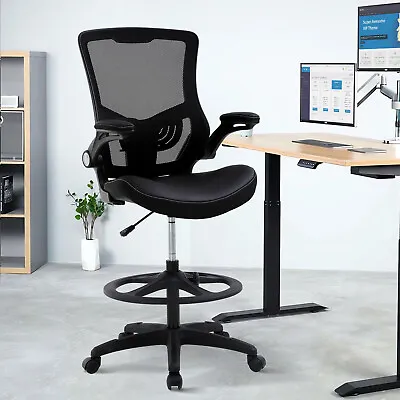 Drafting Chair Tall Office Chair Ergonomic Desh Chair With Lumbar Support Black • $103.99