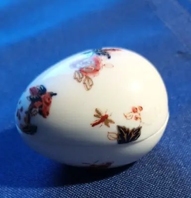 COALPORT Miniature EGG TRINKET BOX Hong Kong Pattern In Bone China England 4.5cm • £9.99