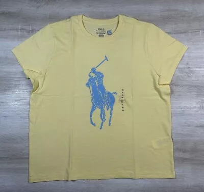 NWOT Polo Ralph Lauren Womens Yellow Graphic Big Pony Blue Tee SEE DISCRIPT • $19.95