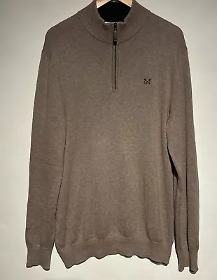 Crew Clothing Company Men's 1/4 Zip Sweater Pullover 95% Cotton 5% Cashmere L • £24.99