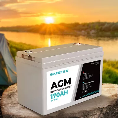 Safetex 12V 170Ah AGM Deep Cycle Lead Acid SLA Battery Solar Caravan Camping • $269.99