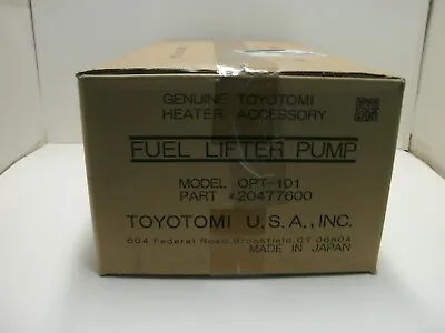Toyotomi Opt-101 20477600 Fuel Lifter Pump For Monitor Heater New In Sealed Box • $630.20