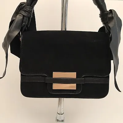 Z SPOKE Zac Posen Authentic Black Suede Leather Scarf Handbag DEAL Retail - $398 • $179.99