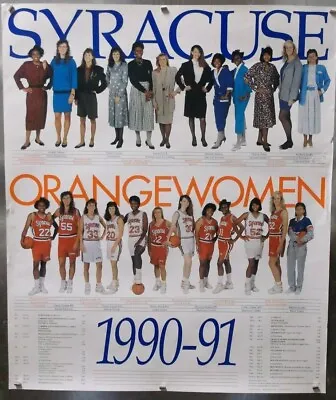 $24.99 • Buy 1990-91 SYRACUSE ORANGEWOMEN Basketball Team Schedule Poster 21 X 25