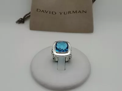 David Yurman Sterling Silver 925 Albion 14mm Blue Topaz Ring Size 7 • $194