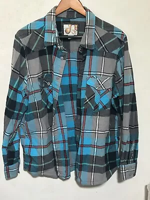 Vintage OP Ocean Pacific Mens 2XL Flannel Button Shirt Plaid Multicolored • $15