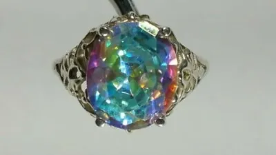 Sz 6.5+ DESIGNER C MYSTIC TOPAZ MERCURY MIST MULTI COLOR STERLING SILVER RING • $39.99