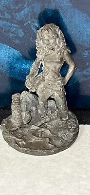 $6 • Buy Vintage 1977 Ral Partha Dungeon Sorceress Witch Pet Dragon 01-060 Miniature AD&D