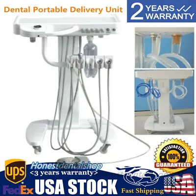 Portable Dental Mobile Delivery Unit Rolling Case Air Compressor Syringe Suction • $492.91