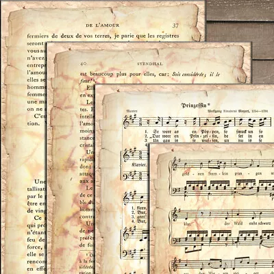 Vintage Paper Sheet English Music Junk Journal Scrapbooking Background Decor DIY • $4.83