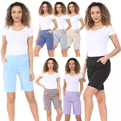 Ladies Shorts Womens Half Elasticated Waist Summer Pants Sports Casual Bottoms • £7.99