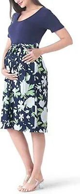 Motherhood Maternity Navy Blue Flower Daisy Casual Swing Dress With Belt S L XL • $5.27