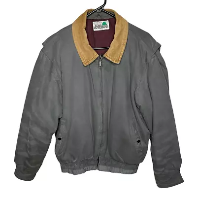 Vintage Western Green Mountain Threadworks Corduroy Collar Canvas Coat Mens Medi • $12