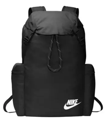 Nike Heritage Rucksack Backpack 24L Black School Gym Drawstring BAG BA6150-010 • $54.88